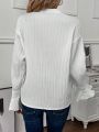 Women's Solid Color Drop Shoulder Ruffle Sleeve Blouse