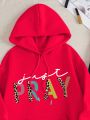 SHEIN Slayr Women's Letter Print Hoodie Sweatshirt And Sweatpants Set With Kangaroo Pocket And Drawstring