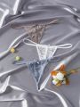 3pcs/Set Women'S Lace Butterfly Knot Thong Underwear