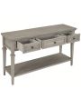 Classic Retro Style Console Table with Three Top Drawers and Open Style Bottom Shelf, Easy Assembly