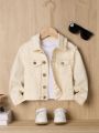 Boys' (Little) New Stylish Fringed Water Wash Denim Jacket