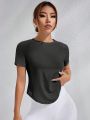 SHEIN Women's Drop Shoulder Short Sleeve Sport T-shirt