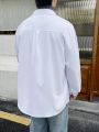 Manfinity Hypemode Men's Ultra-Large Loose-Fit Solid Color Drop-Shoulder Long Sleeve Shirt