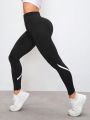 SHEIN Running Color Block Tummy Control & Hip Lifting Athletic Leggings