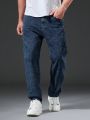 Men Plus Solid Straight Leg Jeans