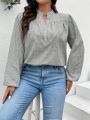 SHEIN Privé Women'S Plus Size Notched Collar Striped Shirt