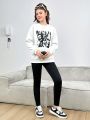 Teenage Girls' Character Portrait Long Sleeve Sweatshirt And Leggings Set