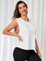 SHEIN Daily&Casual Solid Color Curved Hem Sports Tank Top