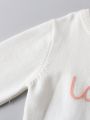 Girls' Love Embroidery Sweater With Ruffle Hem