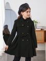 SHEIN Tween Girl Double Breasted Belted Trench Coat