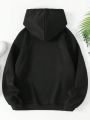 Letter Print Drawstring Hoodie With Drop Shoulder