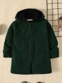 SHEIN Young Boy Dual Pocket Teddy Lined Hooded Overcoat