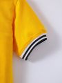SHEIN Kids Academe Toddler Boys' Striped Detail Short Sleeve Polo Shirt