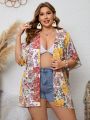 SHEIN Swim BohoFeel Plus Size 1pc Full Print Kimono