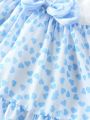 Baby Girl's Blue Heart Pattern Chiffon Dress