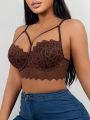 1pc Underwire Lace Bra With Hollow Out Design