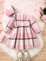 SHEIN Kids EVRYDAY Girls' Plaid Dress With Bow Decoration