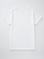 Women's Fashionable Heart & Dinosaur Print Round Neck Short Sleeve T-shirt