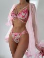 Flower Embroidery Sexy Lingerie Set