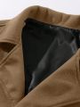 Manfinity Men's Plus Size Lapel Collar Long Sleeve Woolen Coat