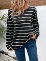 Long Sleeve Drop Shoulder Stripe T-shirt