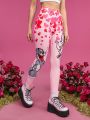 TOM & JERRY X SHEIN Cartoon Heart Print Leggings