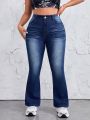 SHEIN ICON Women's Plus Size Denim Bell Bottoms