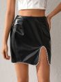 ROZ Melted Pearls Pleather Skirt