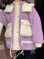 Tween Girl Flap Pocket Front Hooded Winter Coat