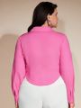 SHEIN BASICS Plus Size Solid Color Long Sleeve Shirt