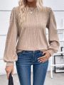 Pearls Beaded Lantern Sleeve Sweatshirt