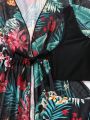 SHEIN Teen Girl Tropical Plant & Floral Print Bikini Swimsuit 3pcs/Set