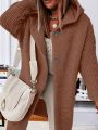 Plus Size Drop Shoulder Long Sleeve Button Up Cardigan