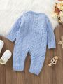 Knitted Jumpsuit With Twist Pattern For Baby Girls