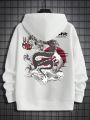 Men'S Plus Size Hooded Sweatshirt With Letter & Dragon Print