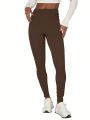 SHEIN BASICS Women'S Ribbed Knit Long High Waist Leggings