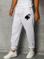 Men's Drawstring Waist & Cuffed Hem Sweatpants With Spade Pattern