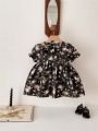 Baby Girl Black Flower Print Dress