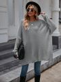 SHEIN LUNE Solid Drop Shoulder Oversized Sweater