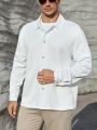 SHEIN Men Plus Solid Button Front Shacket