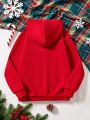 Girls' Casual Christmas Heart Pattern Long Sleeve Hoodie, Autumn/winter