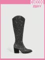 Cuccoo Party Collection Women's Fashionable Classic Outdoor Boots With Gorgeous Rhinestone Decoration For Autumn And Winter