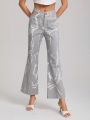 KAYPHORIA Graphic Print Cut Out Waist Flare Leg Pants