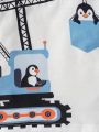 Baby Boys' Cute Penguin And Excavator Printed Casual Top For Spring And Summer