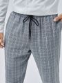 SHEIN Extended Sizes Men Plus Solid Shirt & Plaid Pants