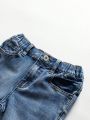 Boys' (Little) New Fashionable Casual Ripped Water Washed Denim Skinny Jeans