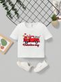 Baby Boy'S Short Sleeve T-Shirt With Printed Car, Love, Valentine'S Day Slogan