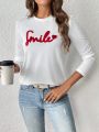 SHEIN Frenchy Letter Graphic Round Neck Tee