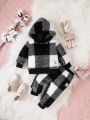 Baby Girl Buffalo Plaid Print Hoodie & Pants