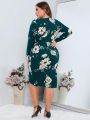 SHEIN Clasi Plus Floral Print Tulip Hem Dress